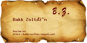 Bakk Zoltán névjegykártya